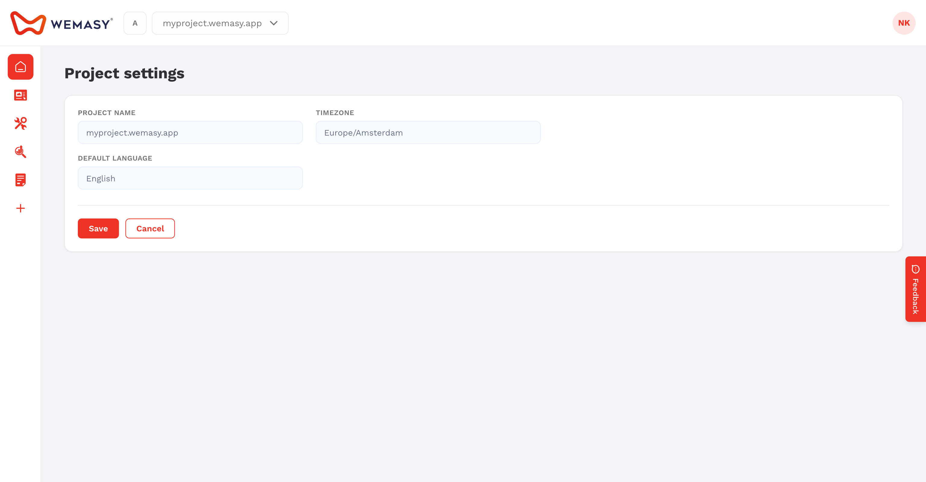 The project settings General tab with cookie consent toggle