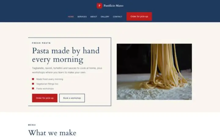 Website for fresh pasta shop