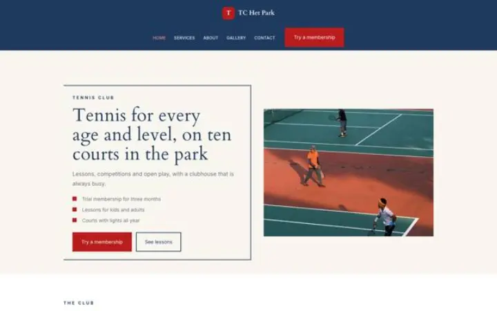 Website for tennis club