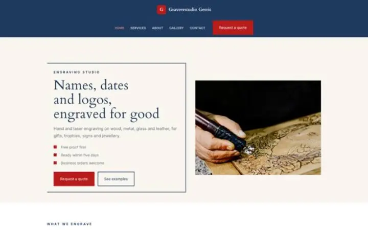 Website for engraving studio