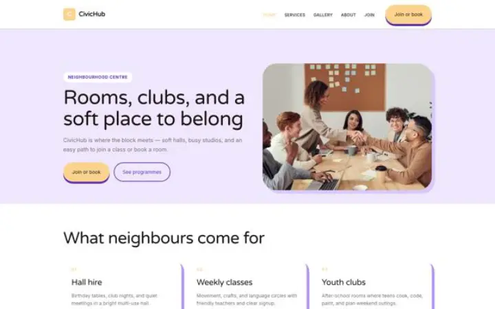 Website for community center