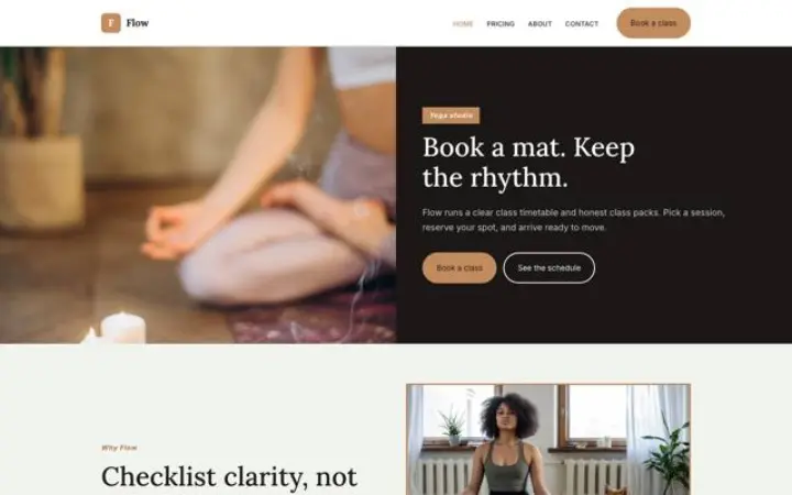Website for yoga studio