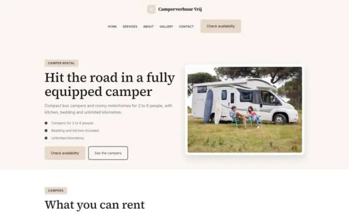 Website for camper rental