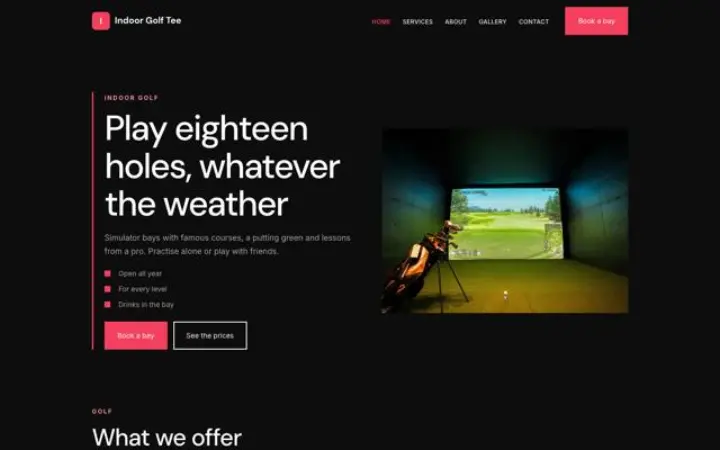 Website for golf simulator