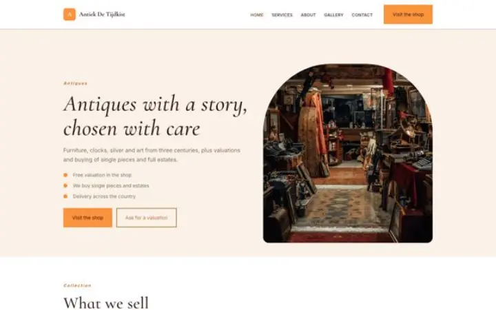 Website for antique shop