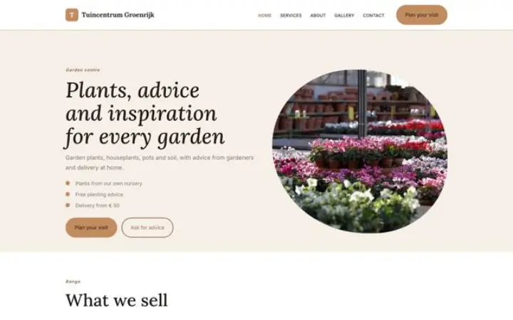 Website for garden centre