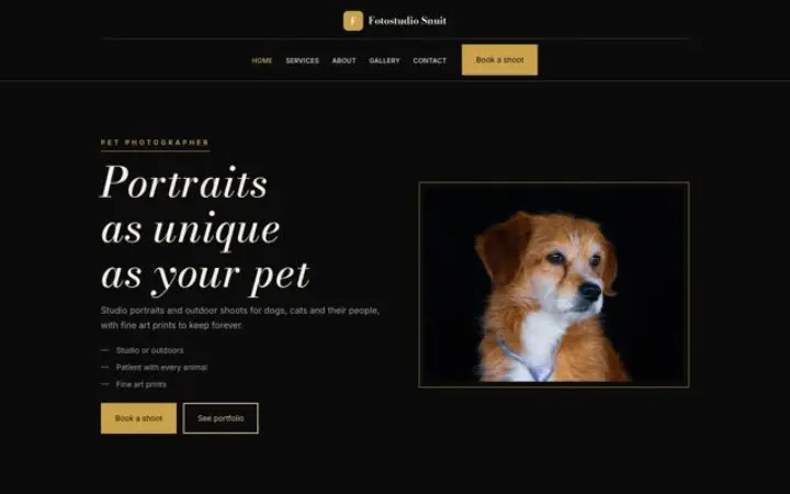 Website for pet photographer