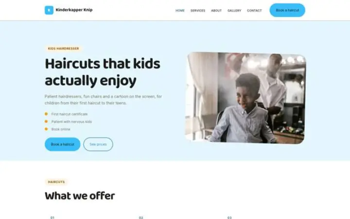 Website for kids hairdresser