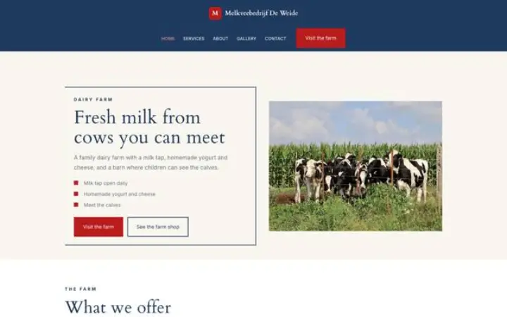 Website for dairy farm
