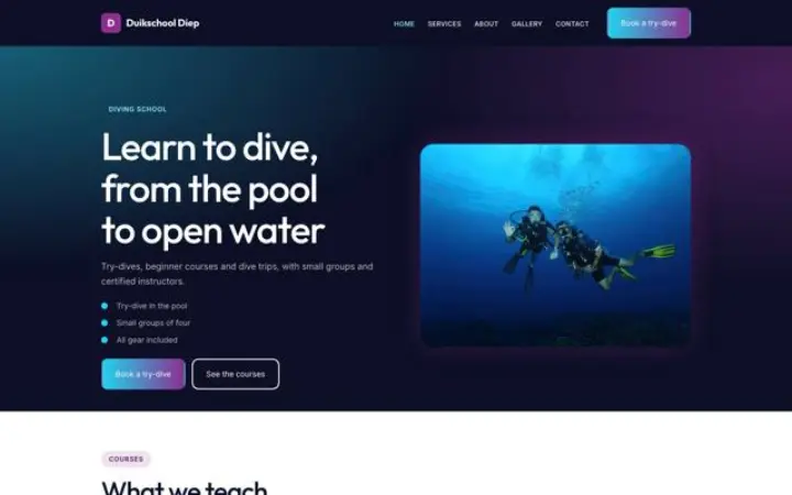 Website for diving school