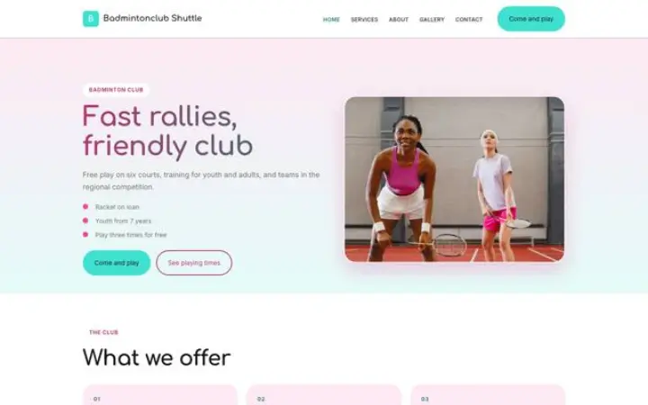 Website for badminton club