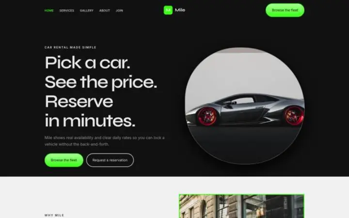 Website for car rental
