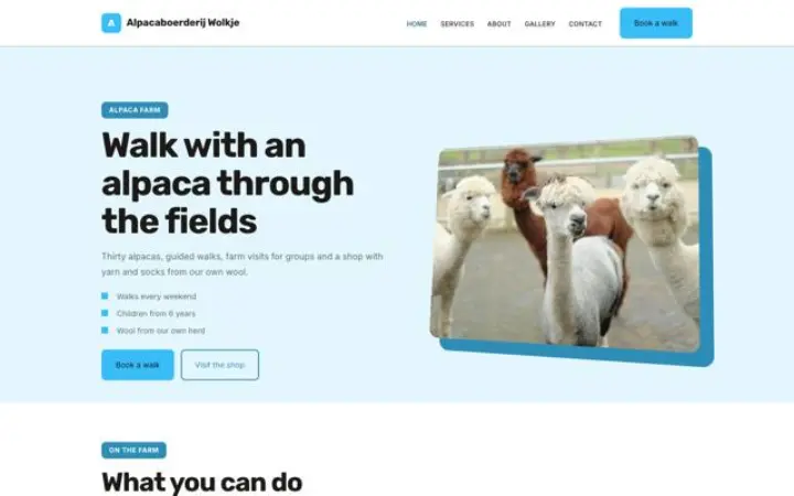 Website for alpaca farm