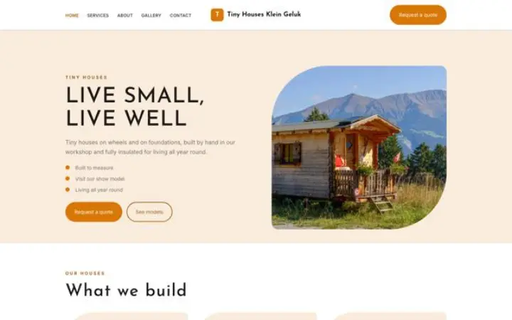 Website for tiny house builder