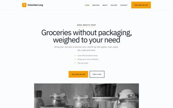 Website for zero-waste shop