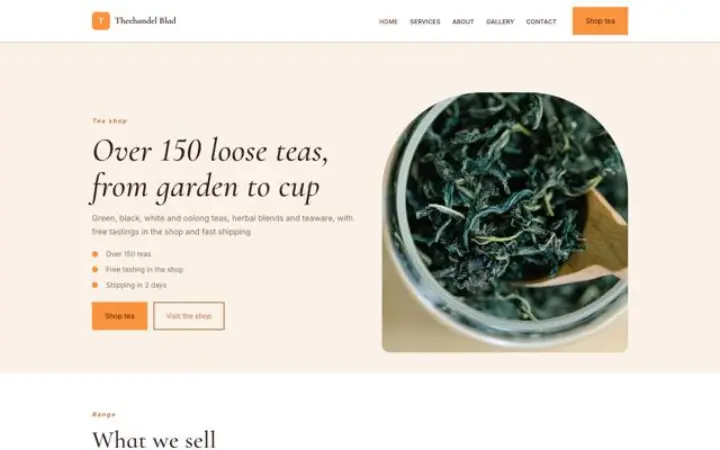 Website for tea shop