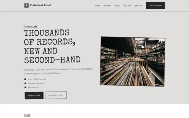 Website for record store