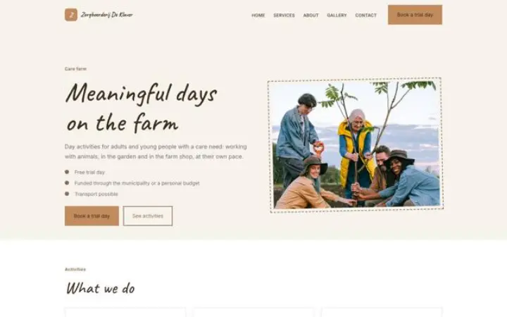 Website for care farm