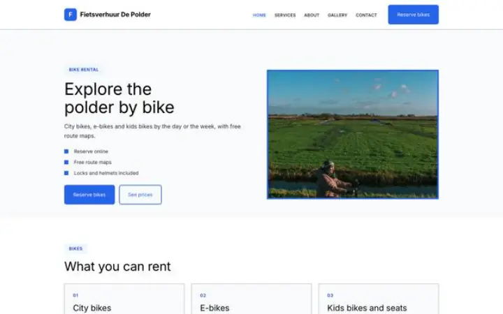 Website for bike rental