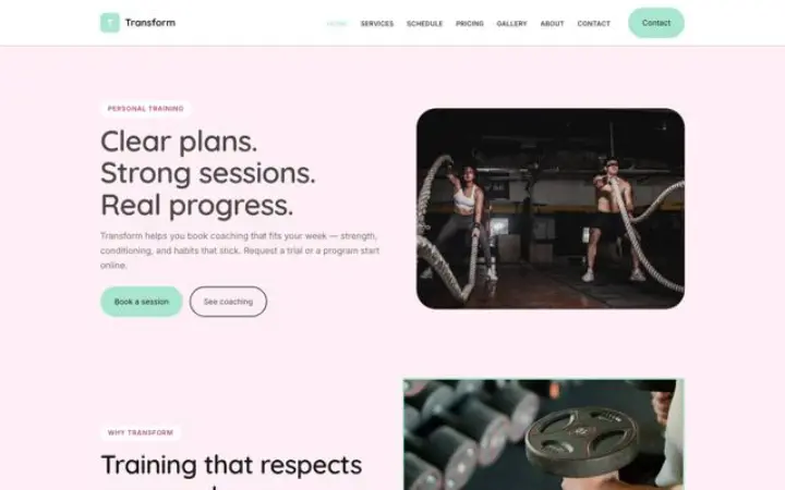 Website for personal trainer