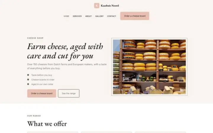 Website for cheese shop