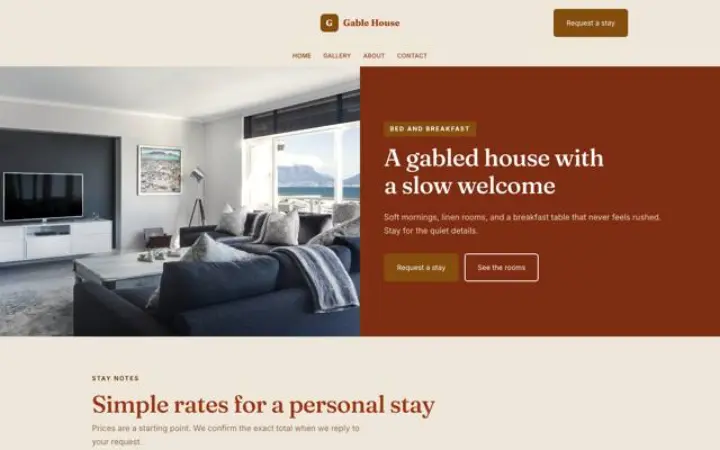 Website for bed & breakfast