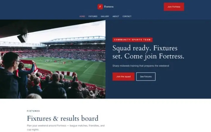 Website for sports team