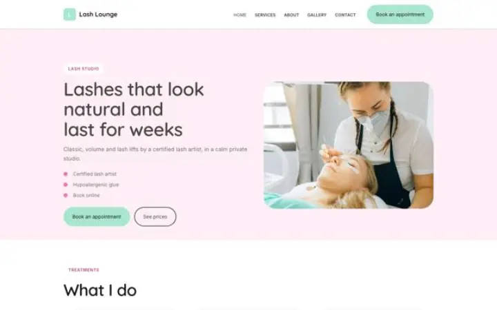 Website for lash studio