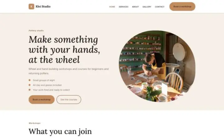 Website for pottery studio