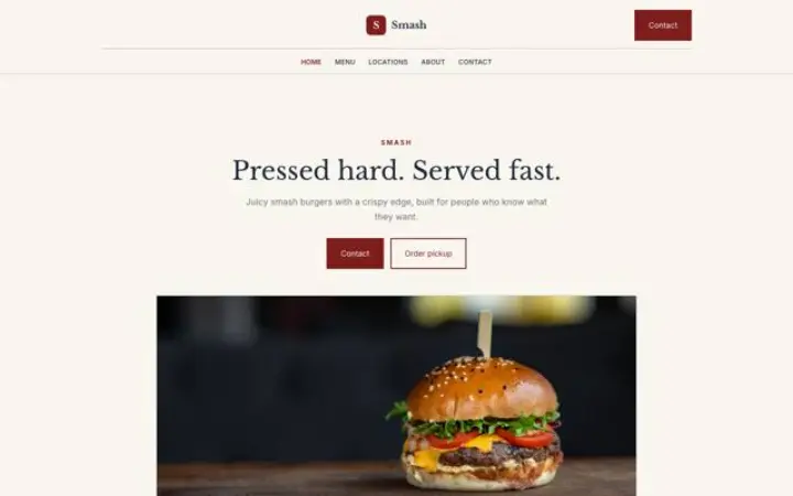 Website for burger