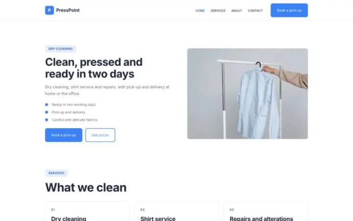 Website for dry cleaner