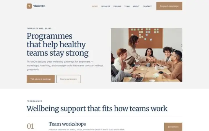 Website for employee wellbeing