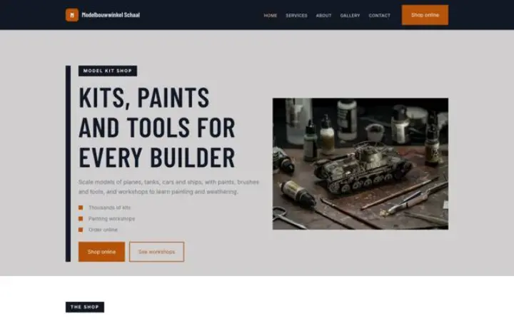 Website for model kit shop
