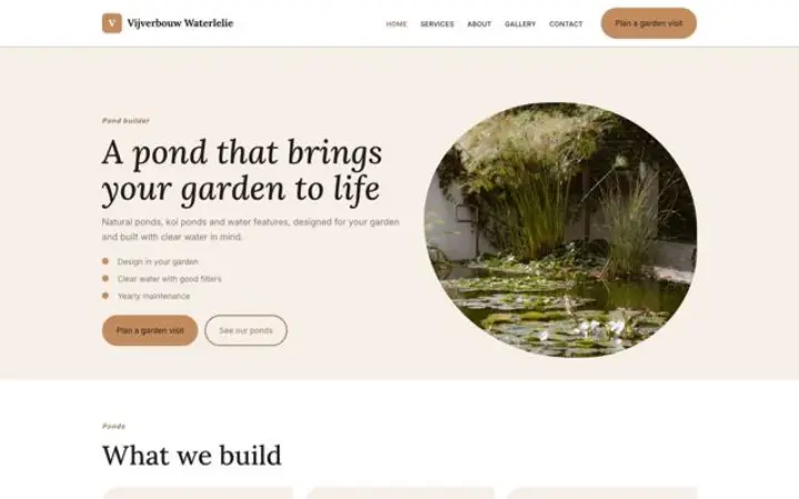 Website for pond builder