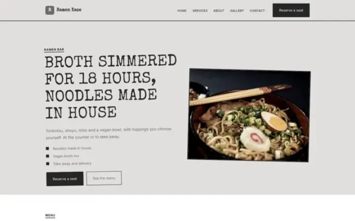 Website for ramen bar
