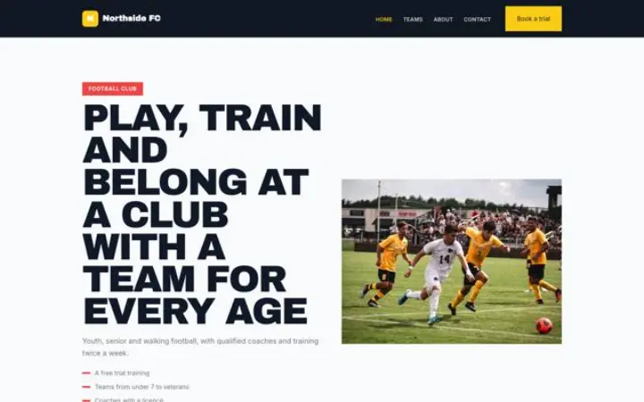 Website for sports club