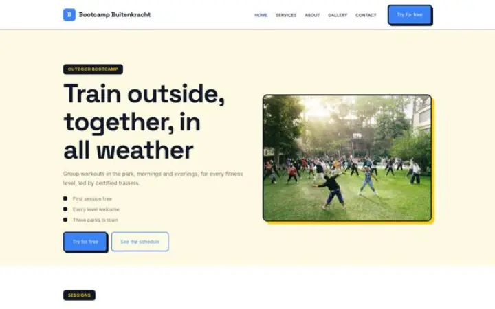 Website for outdoor bootcamp