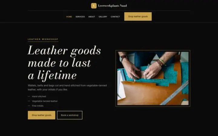 Website for leather workshop
