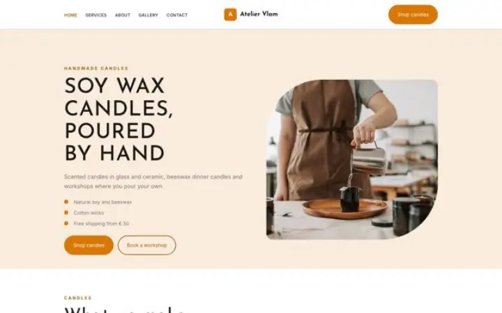 Website for candle maker