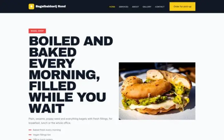 Website for bagel shop