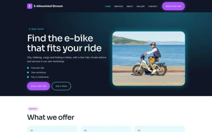 Website for e-bike shop