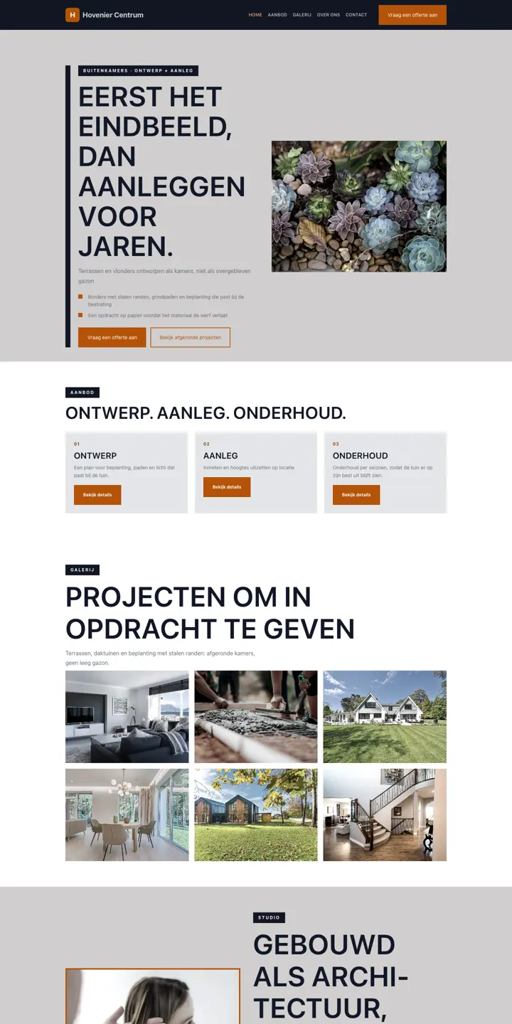 Example of a website for a landscaper