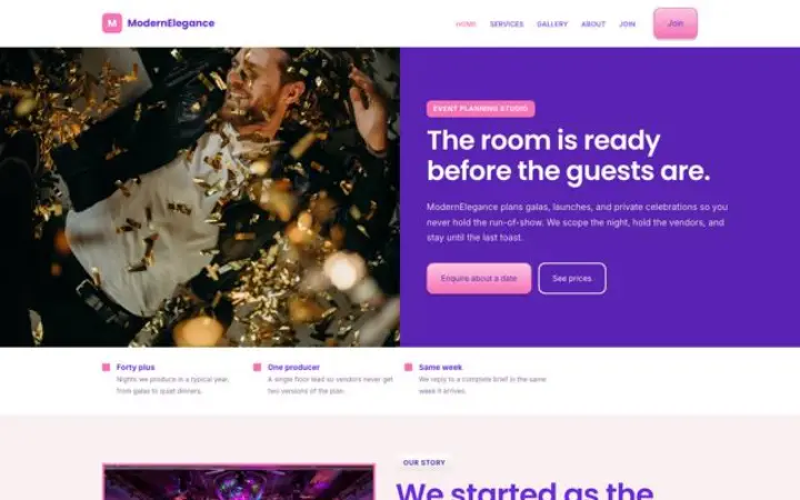 Website for event planner