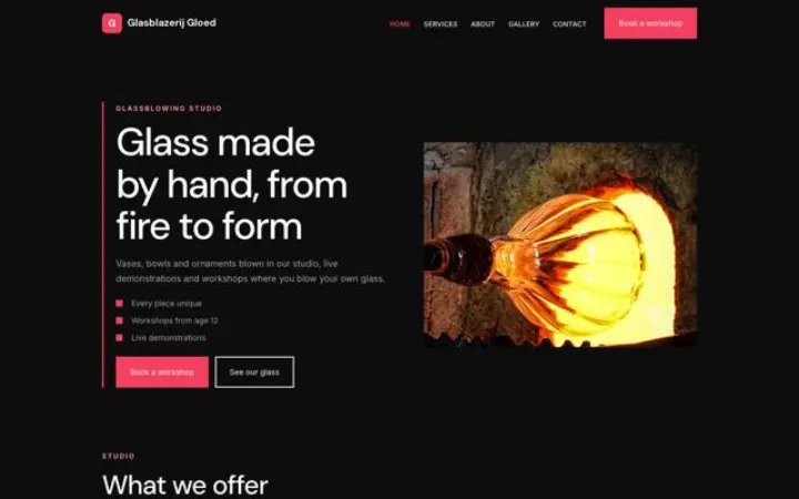 Website for glassblower