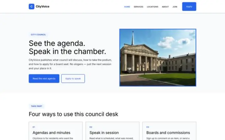 Website for city council