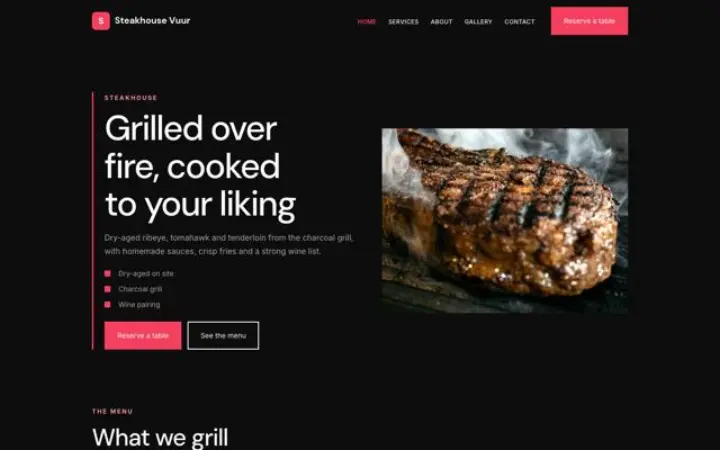 Website for steakhouse
