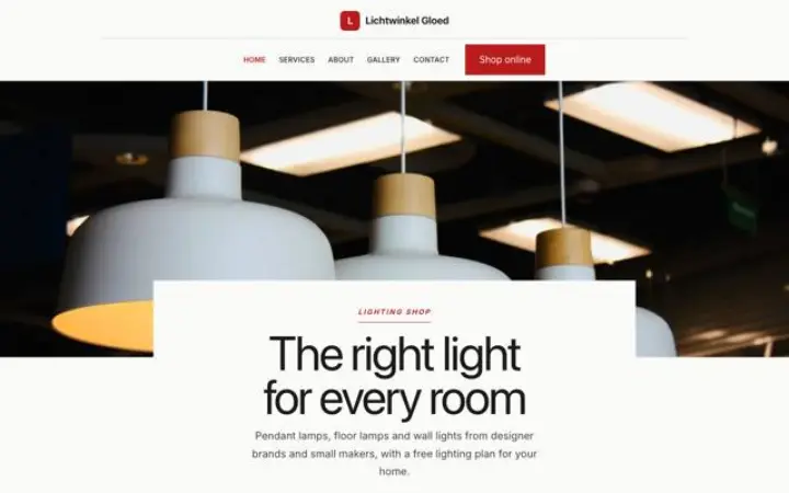 Website for lighting shop
