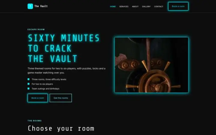 Website for escape room