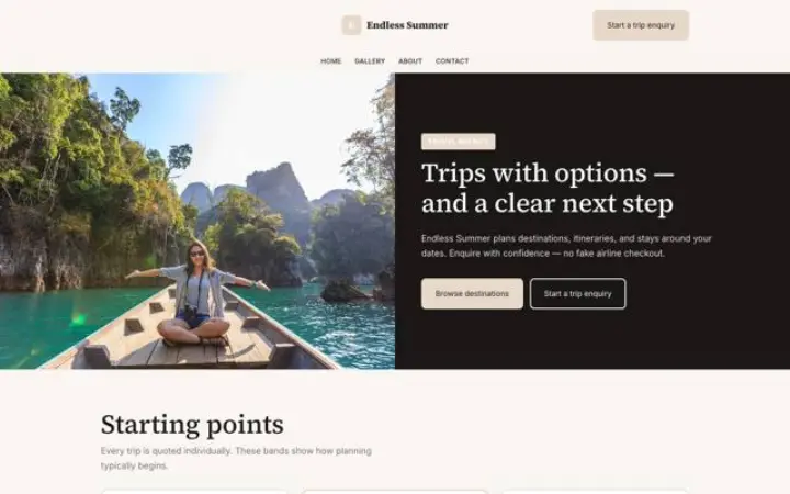 Website for travel agency
