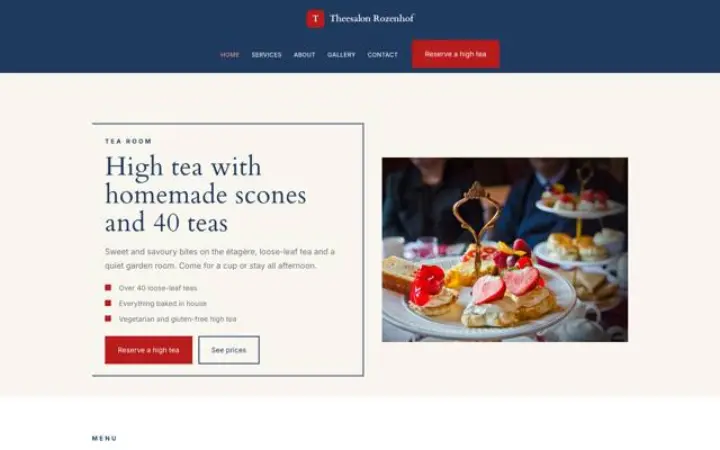 Website for tea room